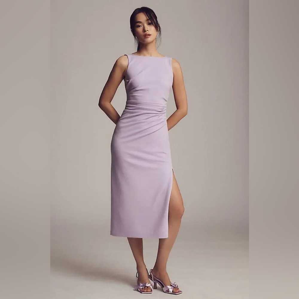 BHLDN Kennedi High-Neck Stretch Crepe Midi Dress